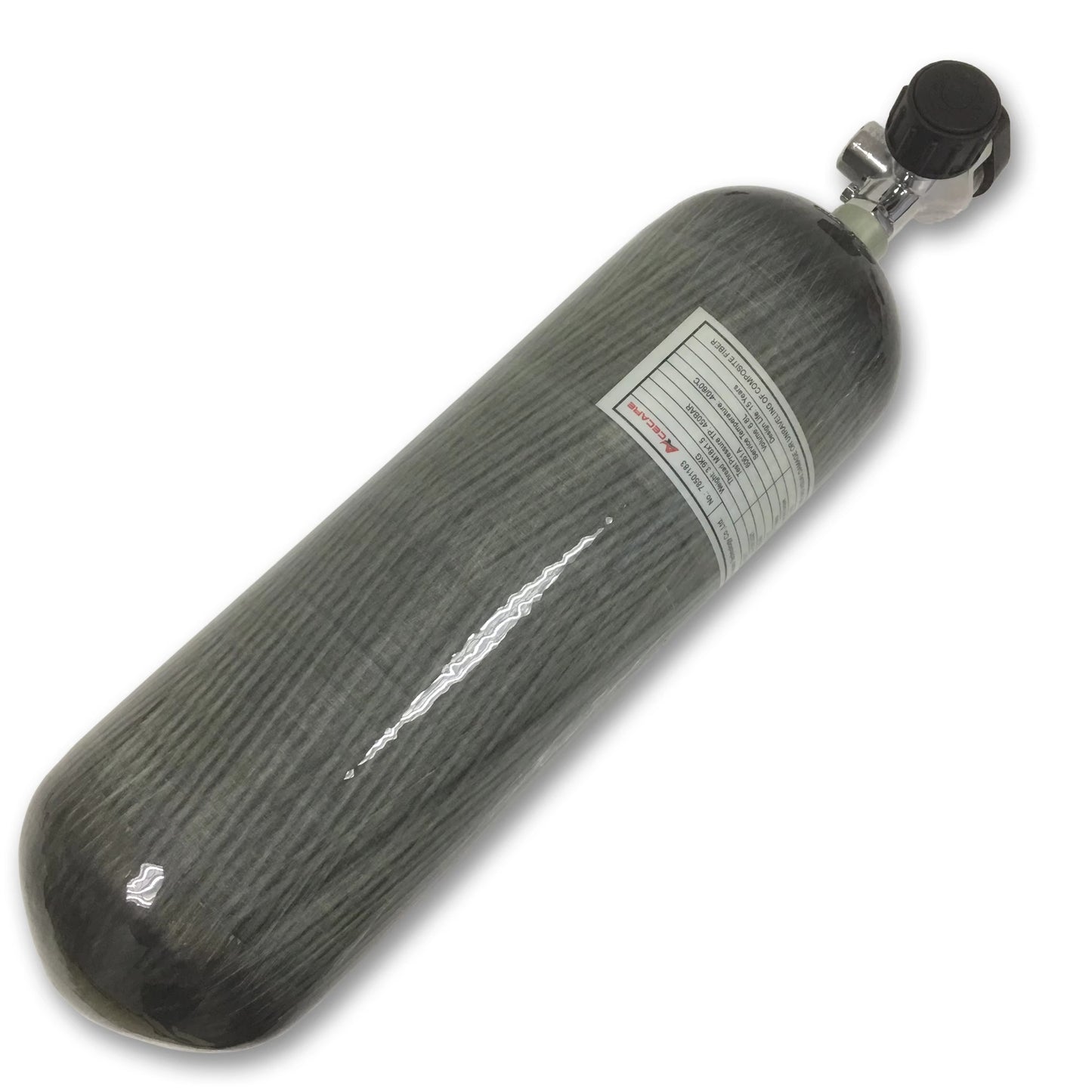 6.8L CE Carbon Fiber Cylinder 4500psi Hpa Tank with Large Black Gauge Valve
